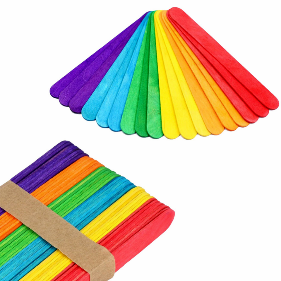 AREMED Renkli Abeslang / Tahta Dil Çubuğu Basacağı / Ağda Spatulası /Spatula 50 li