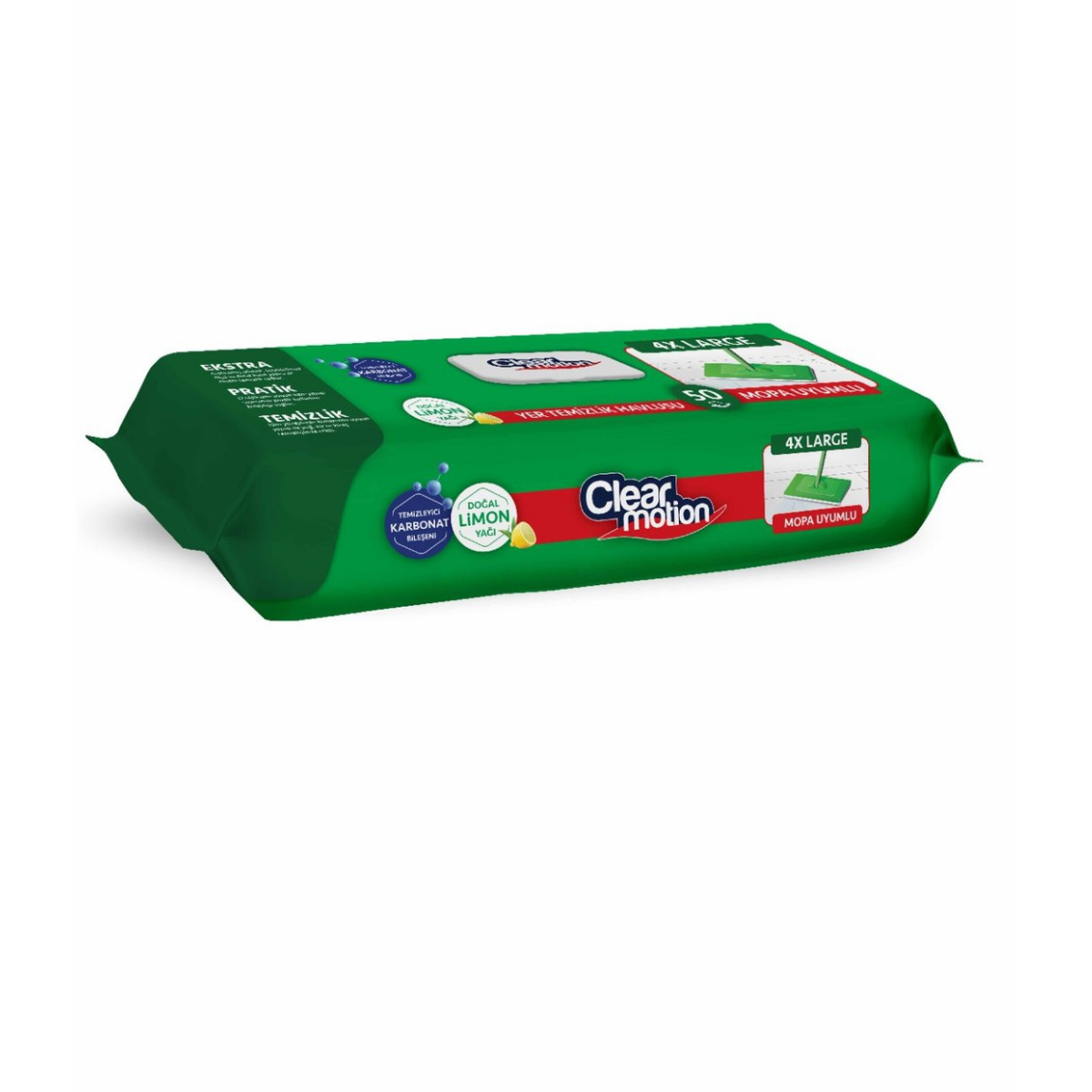 Clearmotion Mop Uyumlu Doğal Limon Yağı ve Karbonatlı Yer Temizlik Havlusu 50 Yaprak