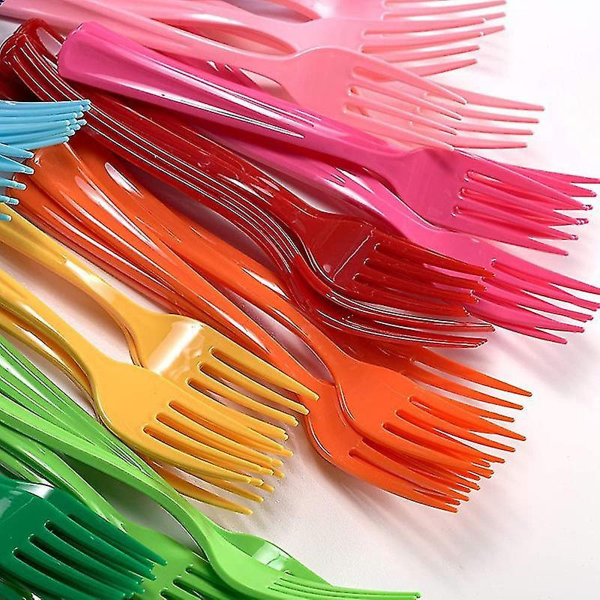 Renkli Lüks Plastik Çatal 10 Adet