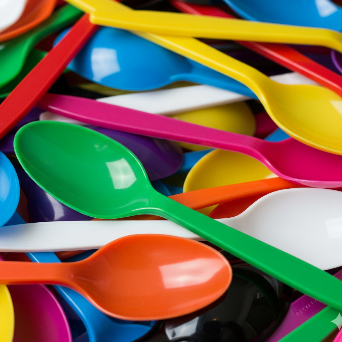 Renkli Lüks Plastik Kaşık 10 Adet