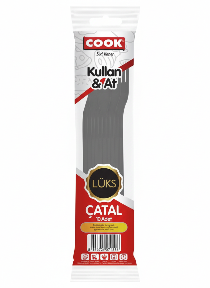 Cook Lüks Plastik Çatal 10'Lu