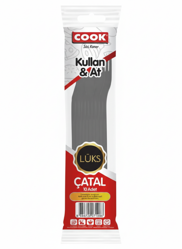 Cook Lüks Plastik Çatal 10'Lu